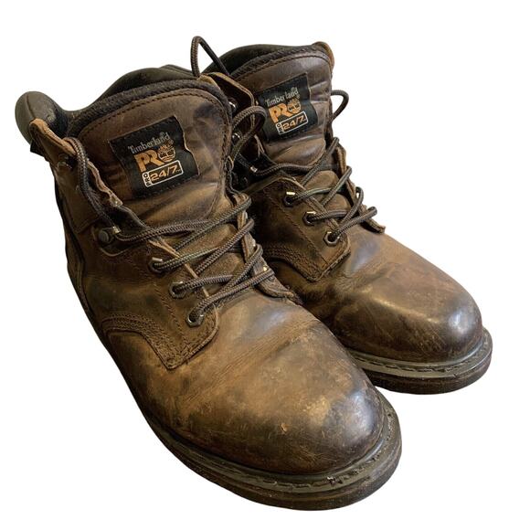 Timberland PRO 24/7 Boots Men's Size 10.5 W Brown Pit Boss Soft Toe 6" Ankle - Picture 1 of 8